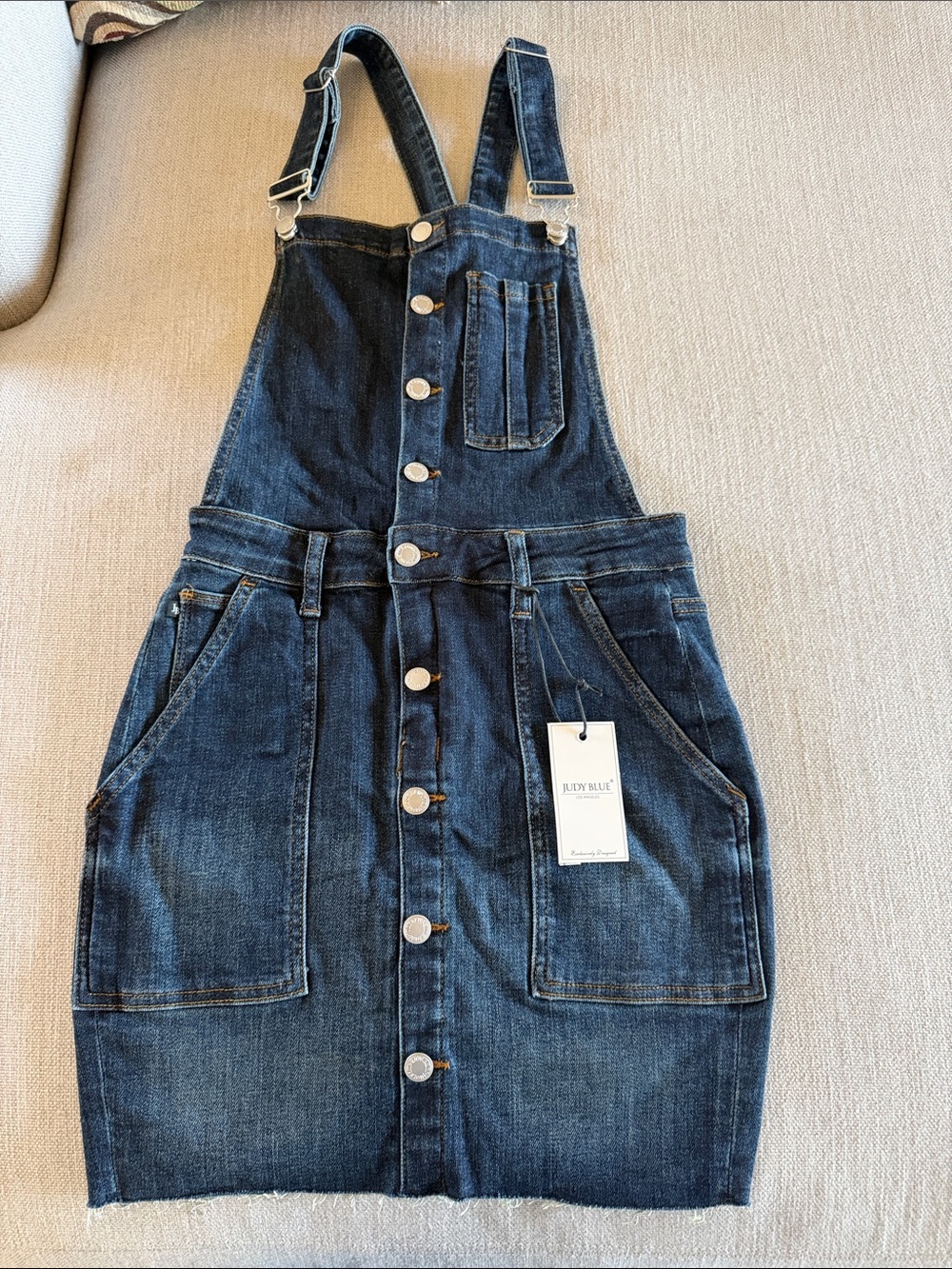 Judy Blue Dark Indigo Button-Front Denim Overall Skirt